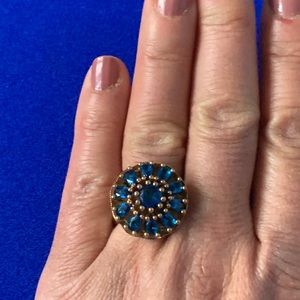 Antique Style Midnight Blue Spinel Topaz Ring 10.5
